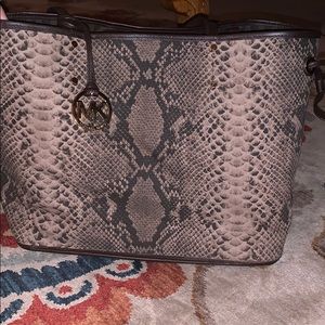 Michael Kors jet set reversible python tote